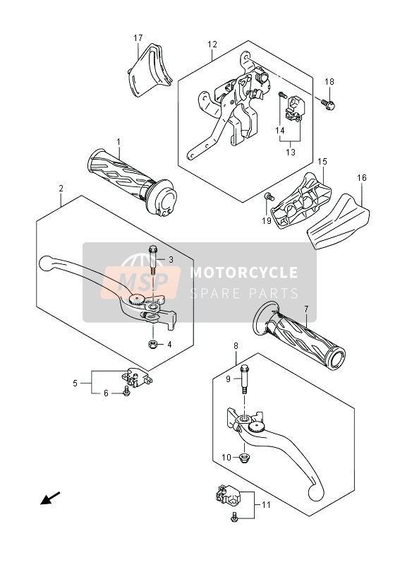 5721121H01, Grip,L, Suzuki, 1